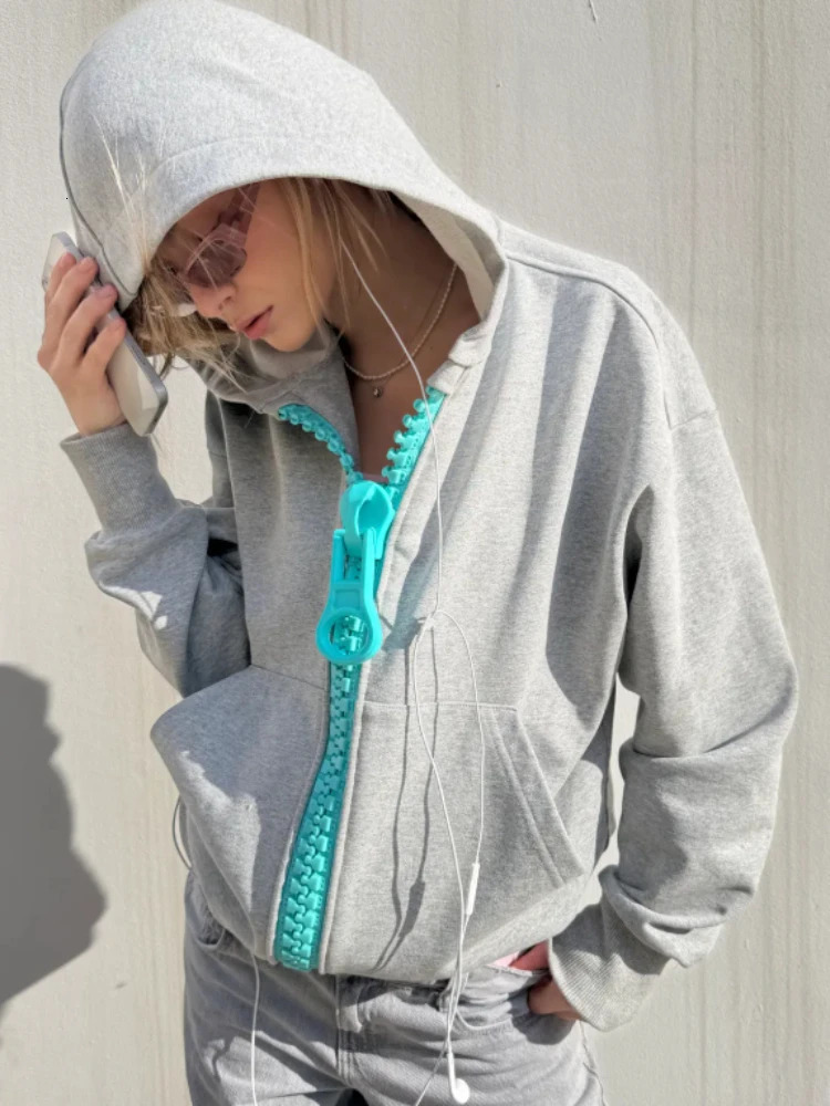 Oversized Zipper Streetwear Mens Hoodie Sweatshirt Harajuku Unisex Loose Fit Couple Style Casual Fashion Trend Arrival American 261016