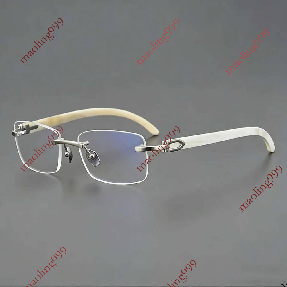 2026 Premium Designer Sunglasses Popular Horn Shaped Frameless For Men High End Retro Business Casual Anti Blue Light HD Lightweight Reading Glas