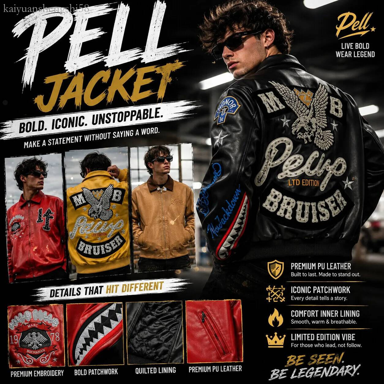 Men Short Jacket Pelle Jackets Designer Diamond Encrusted Eagle Jacket Wide SheepLeather Windbreak Bomber 1978 Limited outerwear Edition Luxury Mens