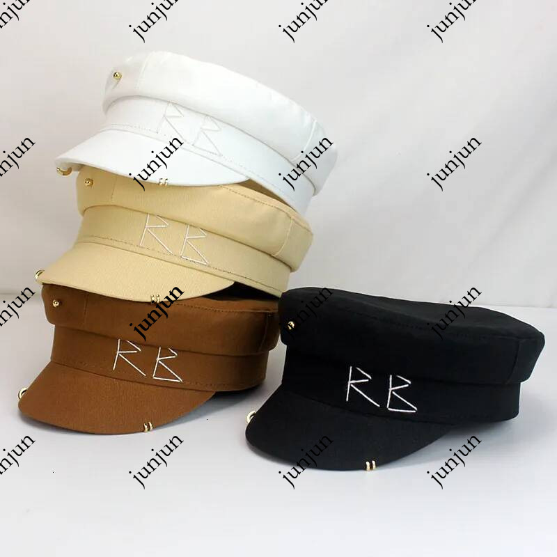 Bérets Simple broderie RB chapeau femmes hommes rue mode Style sboy chapeaux noir plat haut casquettes livraison directe casquette 221130