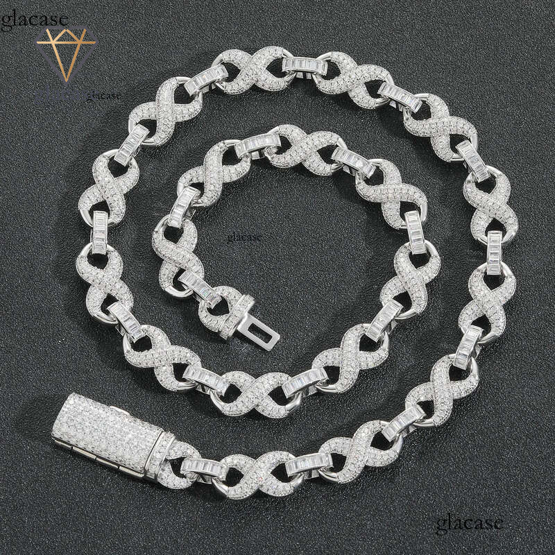 Hip Hop High Quality 8 Infinite Miami Cuban Chain Necklace Bracelets 5A Zircon Women Mens Jewelry Set