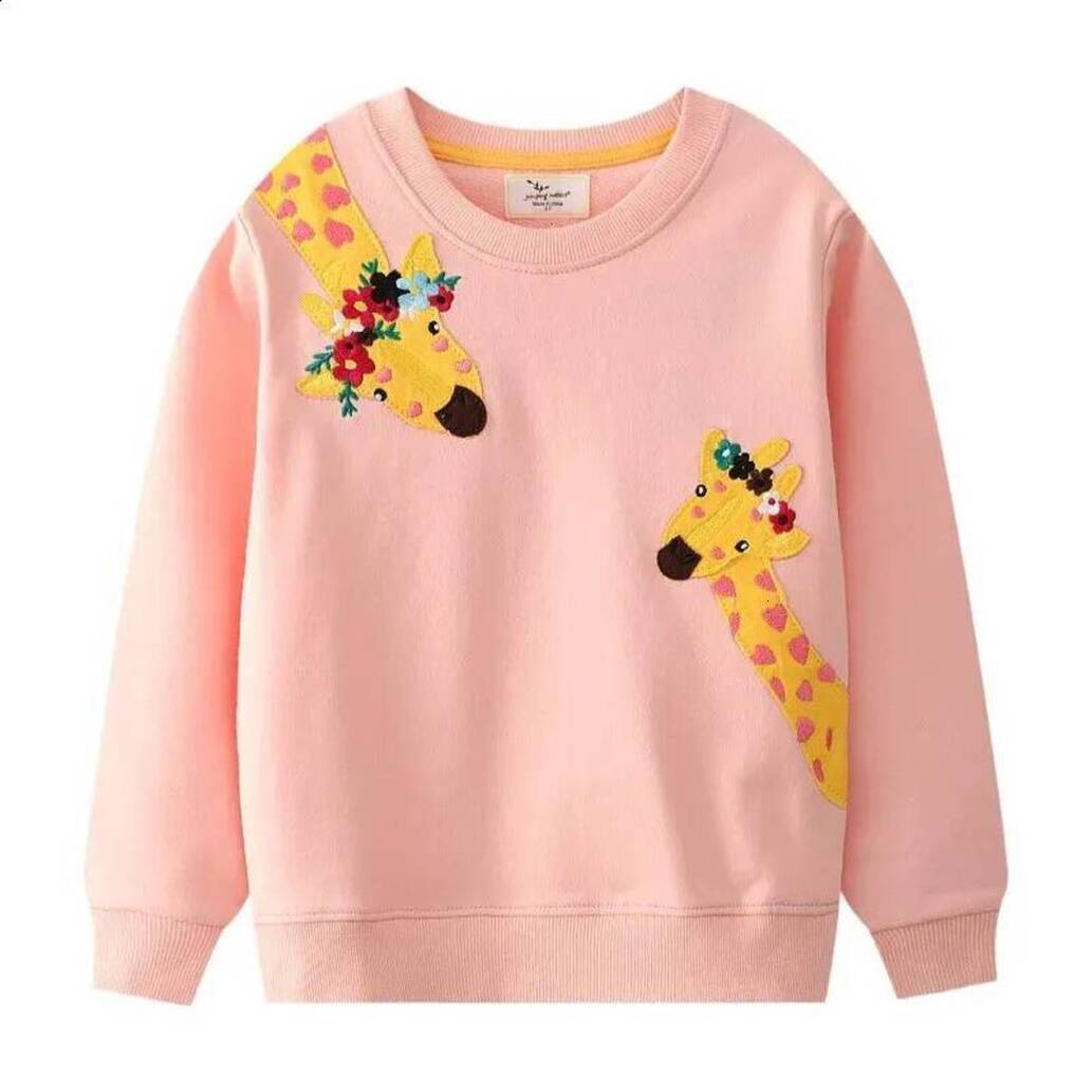 Girls Hoodie Jumping Meters Arrival Giraffe Applique Autumn Winter Childrens Girls Sweatshirts Cotton Baby Clothes Toddler Kids Hood