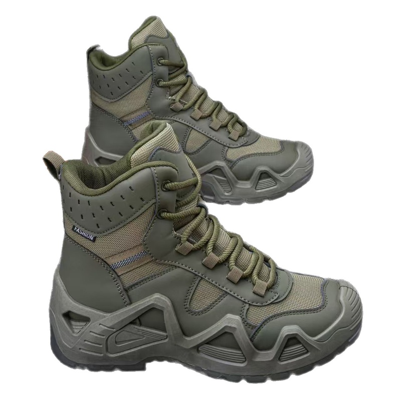 Men's High Top Tactical Work Boots Outdoor Hiking Combat Shoes Waterproof Rubber Sole