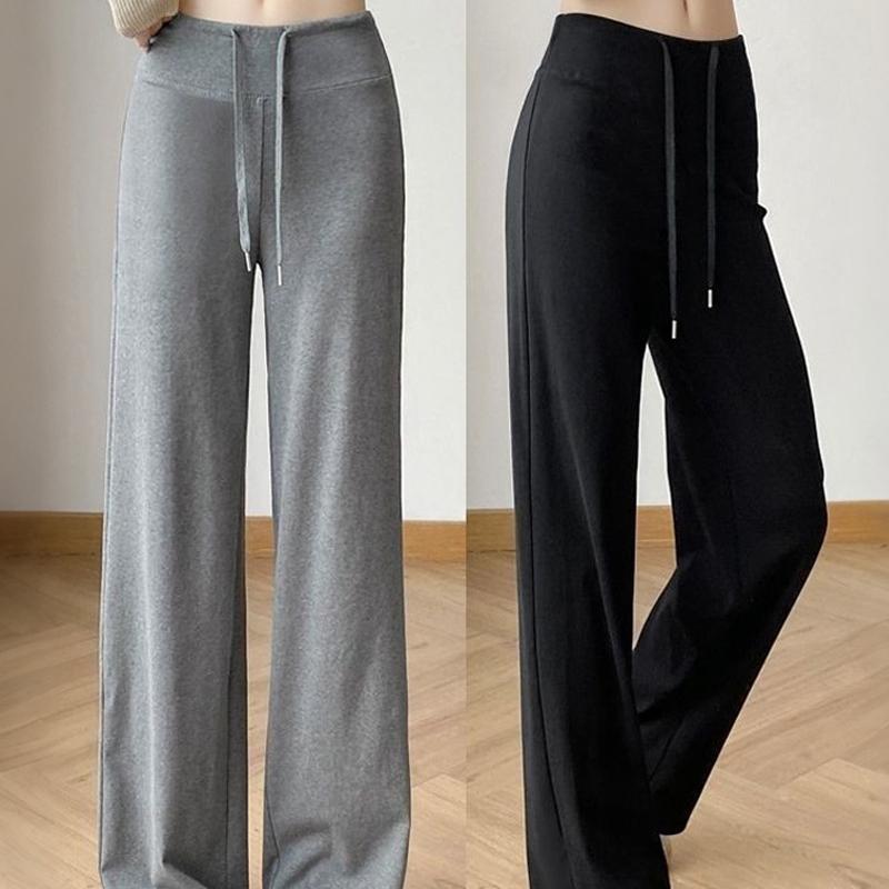 Pantaloni sportivi a gamba larga a vita alta da donna firmati Pantaloni larghi dritti casual Pantaloni sportivi in tinta unita Quattro stagioni