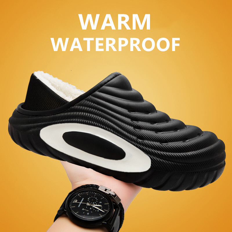New Fashion Cotton Winter Plush Slippers Waterproof Men Garden Indoor Outdoor Men's Warm Shoes ddmykukumalu