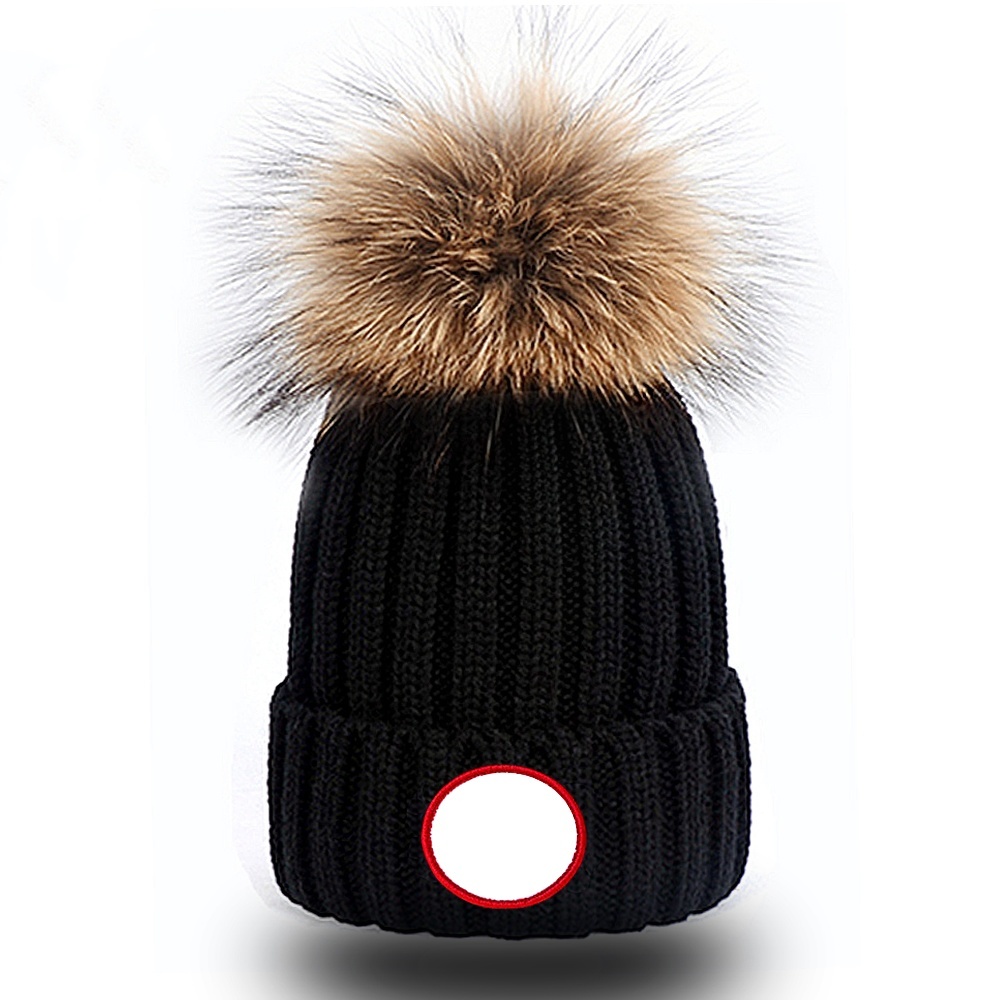 Fashion Adults Thick Warm Winter Outdoor Sport Hat For Women Soft Stretch Knitted Pom Poms Hats Men Women Beanies Ski Caps High Quality C-1