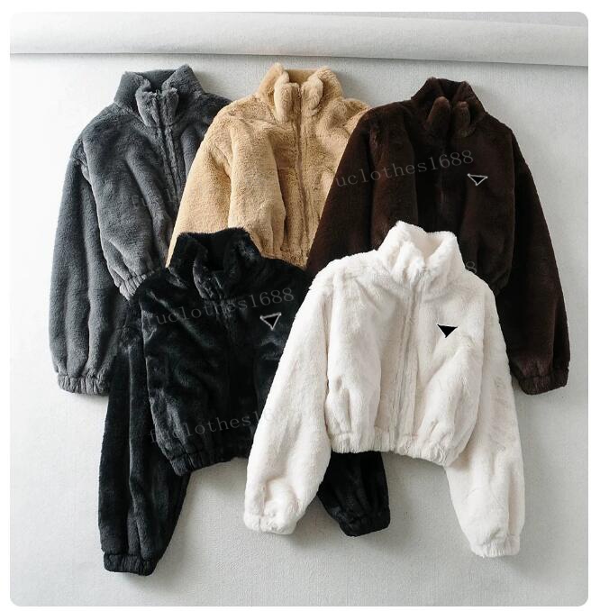 Womens Jacket Wool Down Coats Woman Faux Fur Thick Jackets Plush Windbreaker Long Sleeves With Letters Budge Coat