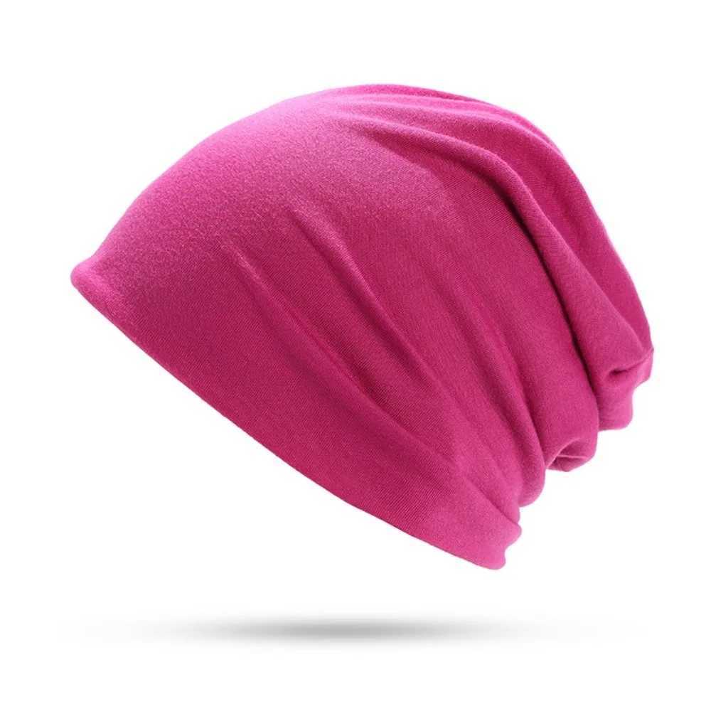 Beanie/Skull Caps New Solid Color Slouchy Beanie Soft Cotton Hip-Hop Knitted Bonnet Hat Breathable Elastic Stacking Bonnet Autumn WinterT261017