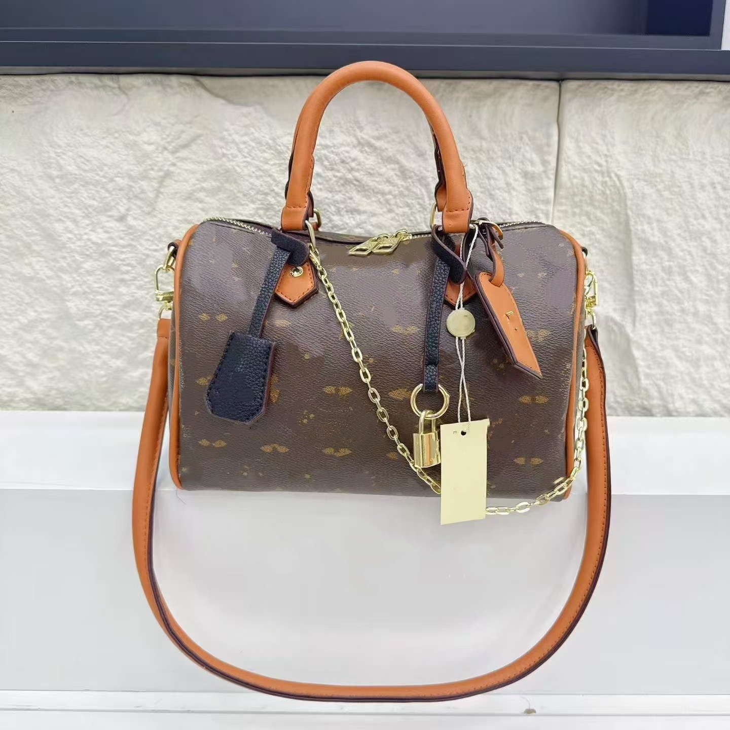 Designer speedyss trunk 30 bag luxury boston handbag pillow tote purse Womens vintage crossbody with 8color