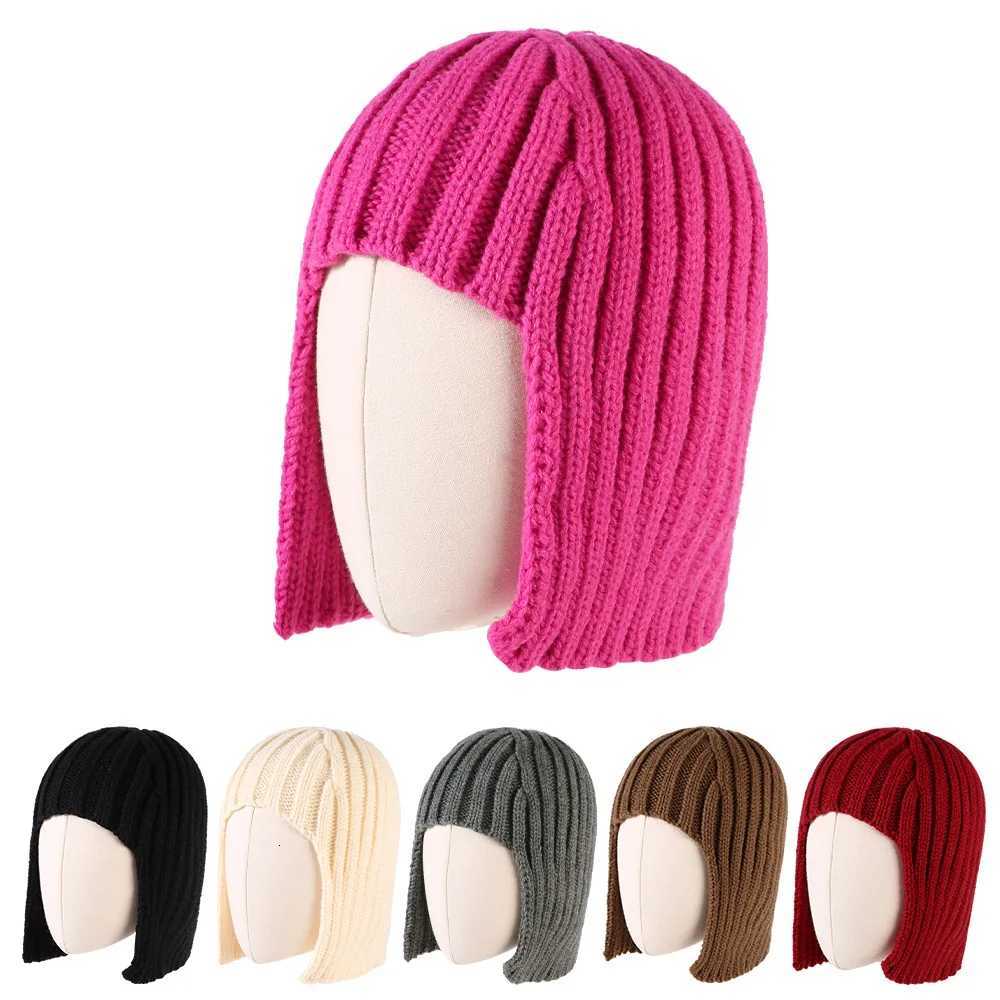 Trapper Hats Autumn Winter Solid Color Knitted Hat Women's Fashionable Hair Styling Travel Warm Wool Yarn Overhead CapT261017