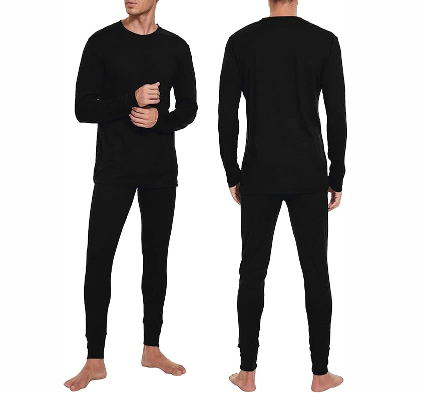 Men's 100% Merino Wool Thermal Underwear Set Midweight Merino Wool Base Layer Tops Pants Set Thermal Underwear Men 230G 261014