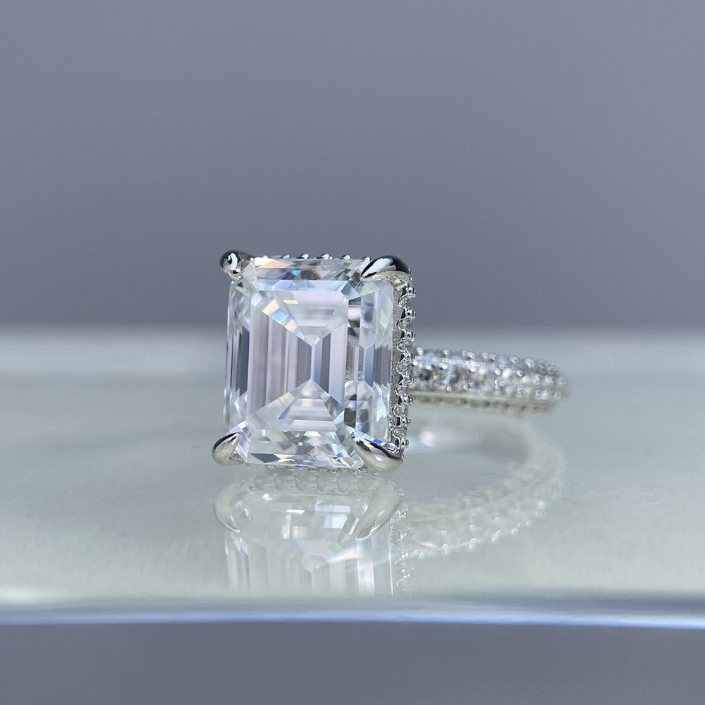 S925 silver moissanite ring designer jewelry women 10x12 grandmother cut large diamond ring 8CT large cart rectangular diamond ring for women