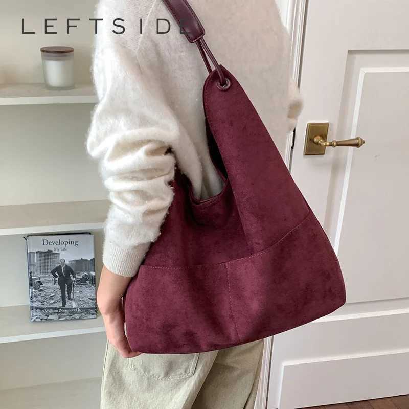 Cross Body LEFTSIDE Vintage FauxSuede Hobo Tote Bag Large Capacity Soft Women Casual Shoulder Crossbody Bags Female 2026 Winter Handbag H261016