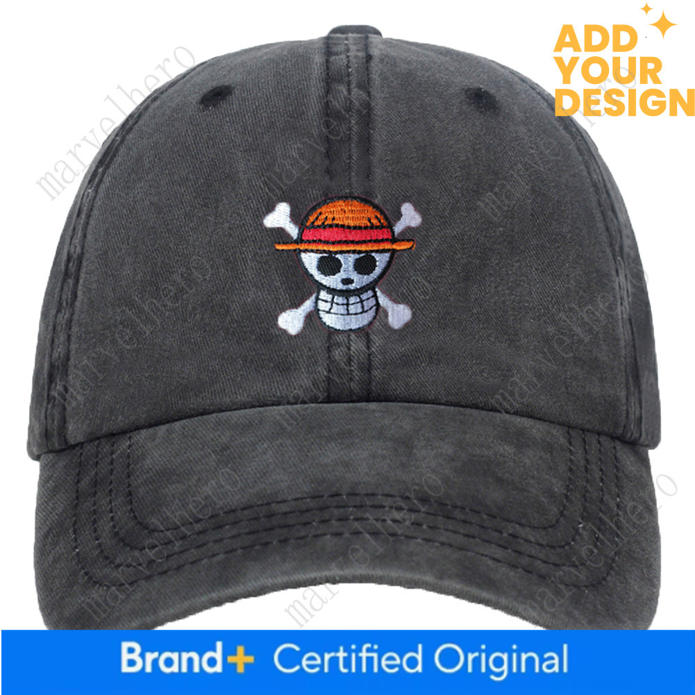 Cross Border Aliexpress Best Selling Hat One Piece Skull Design Washed Cotton Embroidered Soft Top Baseball Cap Available For Drop Shipping