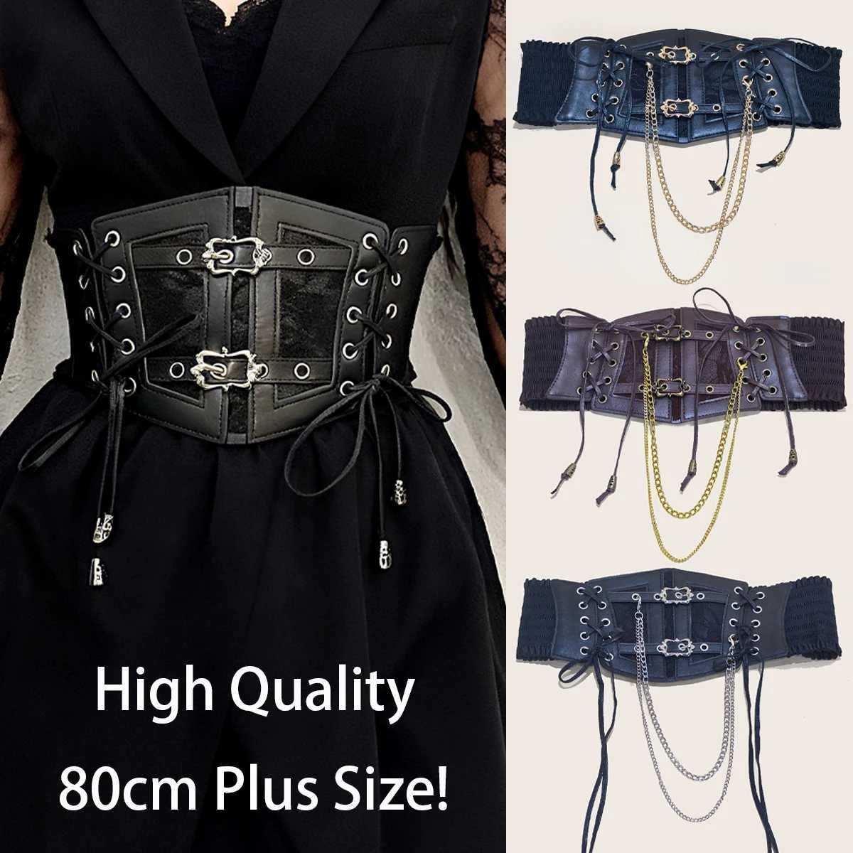 Wide Le Corset Punk Blk Belt With ain Pu Leather SlimmBody Belts for Women Elastic High Waist Belt Female Cummeunds M2610161