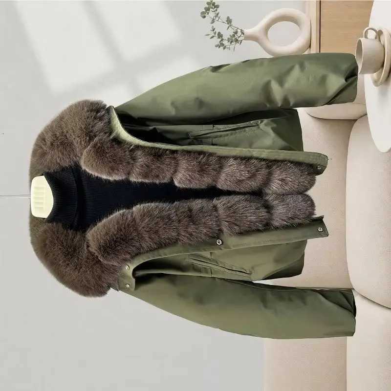Women's Down Parkas 2026 Detachable Big Fur Collar Short Parkas Women's Winter Down Cotton-padded Jacket Loose Outerwear Student Thicken W