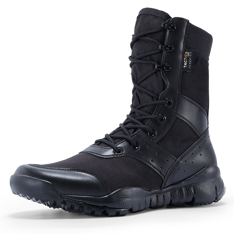 High-Top Canvas Tactical Combat Boots Breathable Military Style Shoes for Men Lightweight Outdoor Hiking Workwear