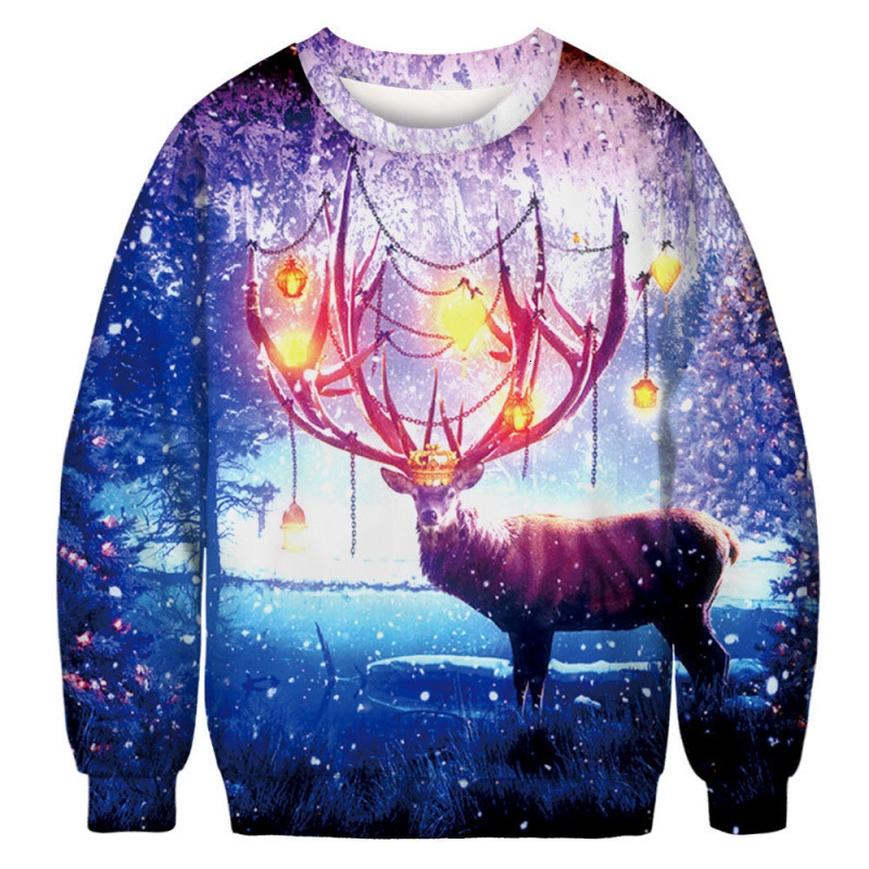 2026 Best-Selling Fashionable 3D Printed Christmas Reindeer Pattern Couple Hooded Sweatshirt, Trendy Pullover Top Free Shipping
