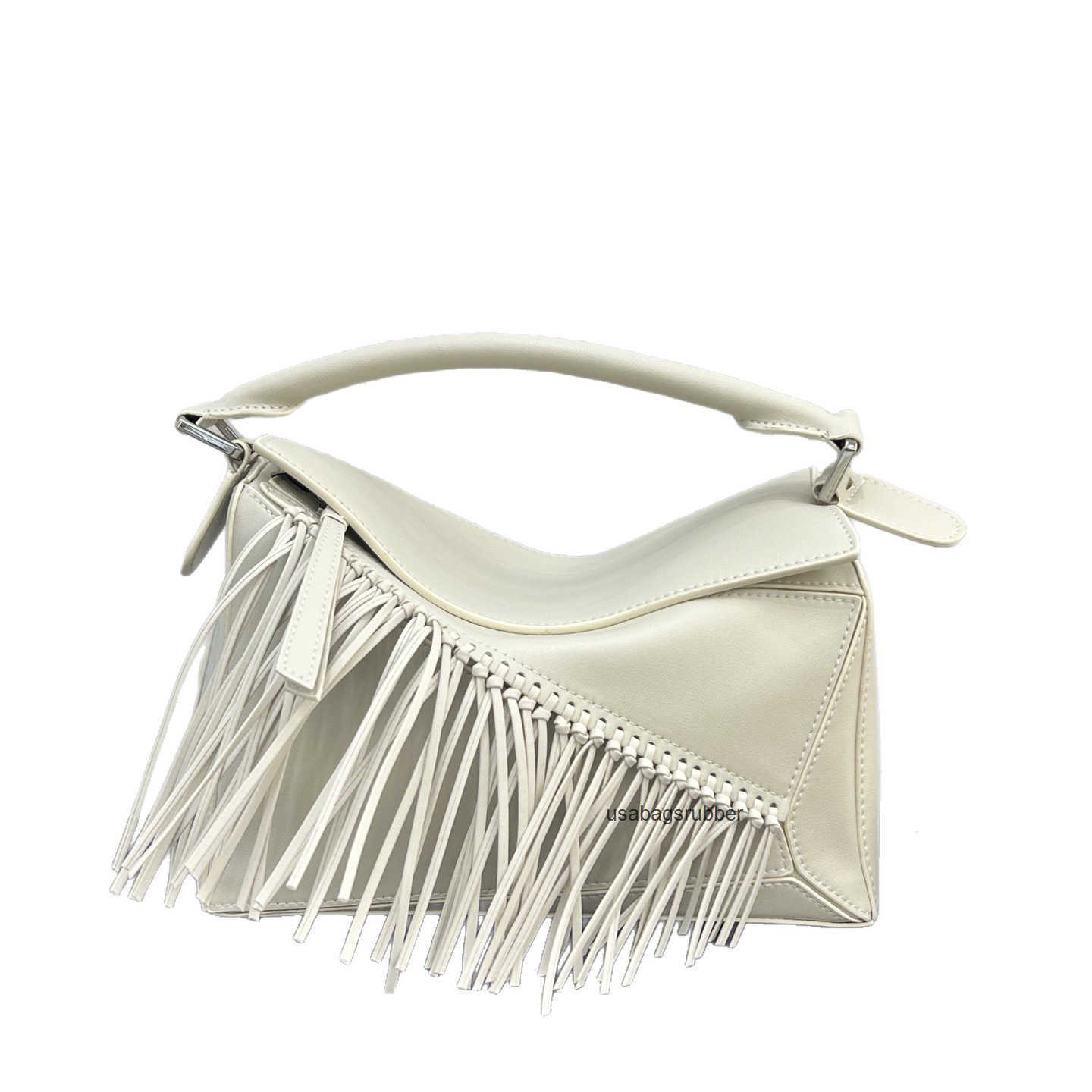 Modern Designer Style first layer cowhide fashion tassel geometric bag versatile pillow bag commuter crossbody bag
