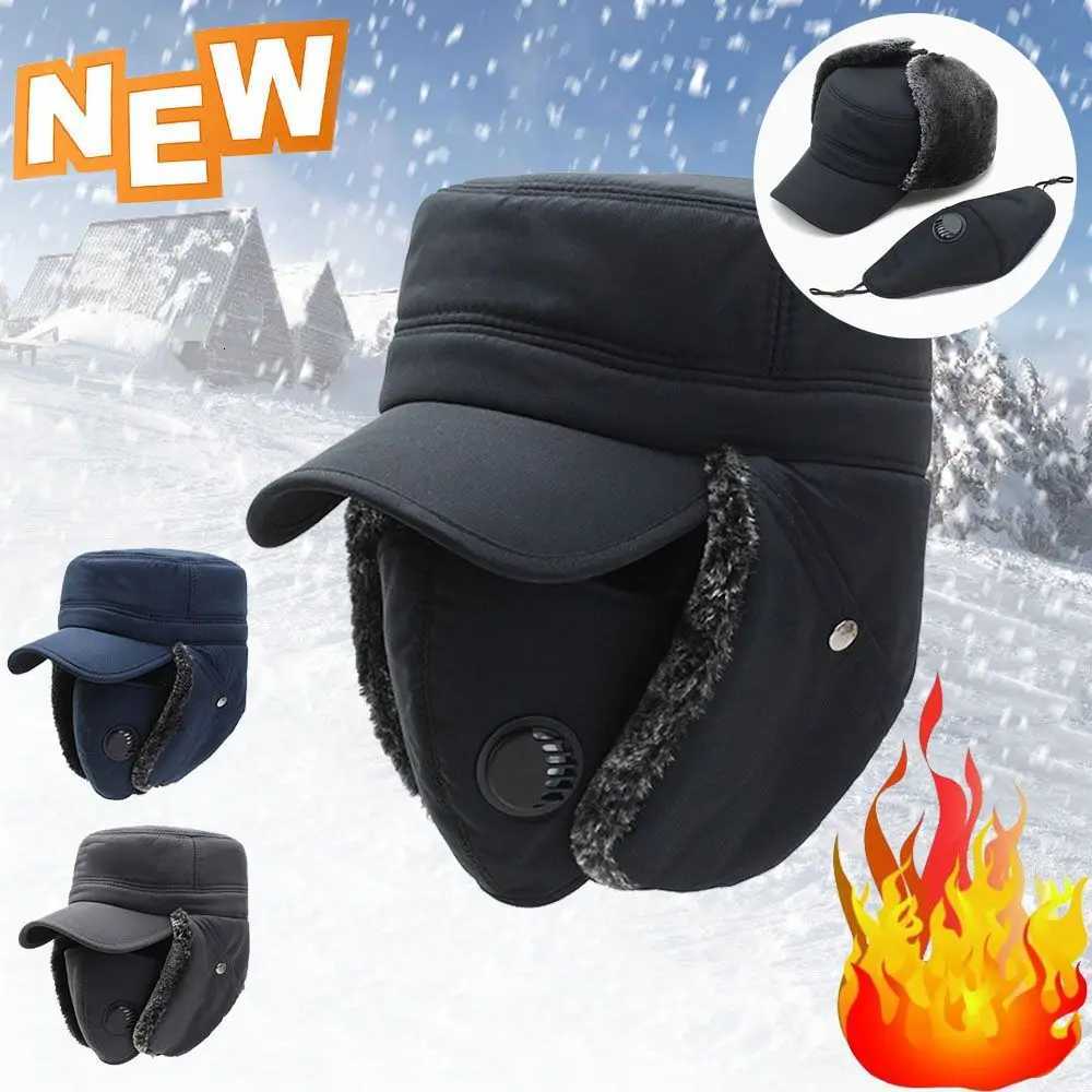 Trapper Hats Warm Windproof Winter Men Bomber Hat Winter Ski Mask Sports Outdoors Thick Balaclava Cotton Plush Fur Earflap HatT261017