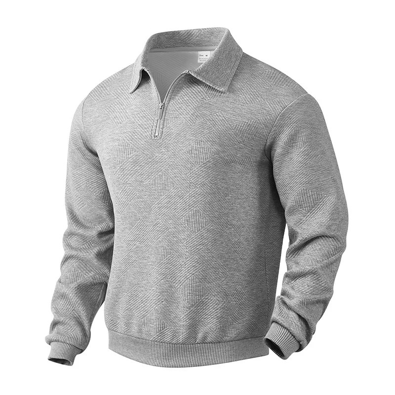 CrossBorder Autumn LongSleeved Lapel Zipper Mens Loose Casual Top Polo Shirt 261017