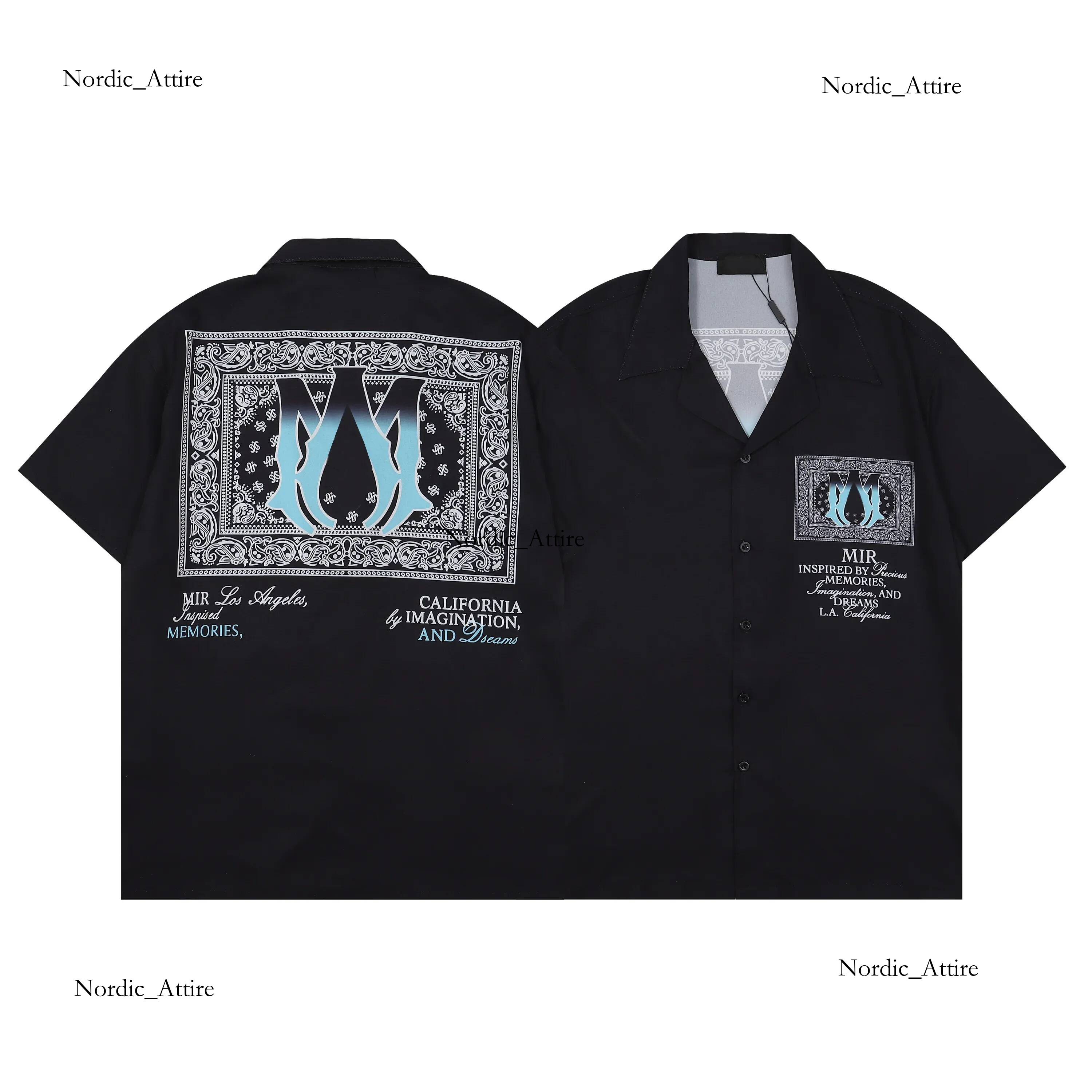 Amirishirr Designer Mens Button Up Print Shirts 2025 Luxury Summer Quick amrirjeans Shirt splash-ink letter print design couple Casual Beach Polo la