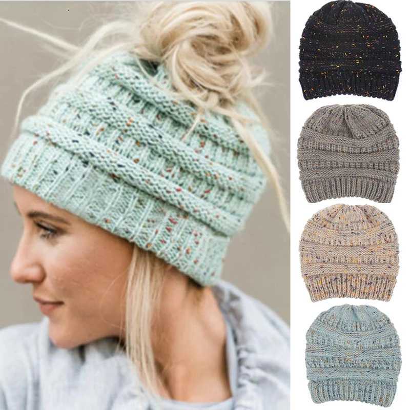 Beanie/Skull Caps New Winter Knitting Hat For Women Fashion Simple Baotou Hat Women's Plush Thermal Knit Hat Cold Hat Pullover Hat Q261017