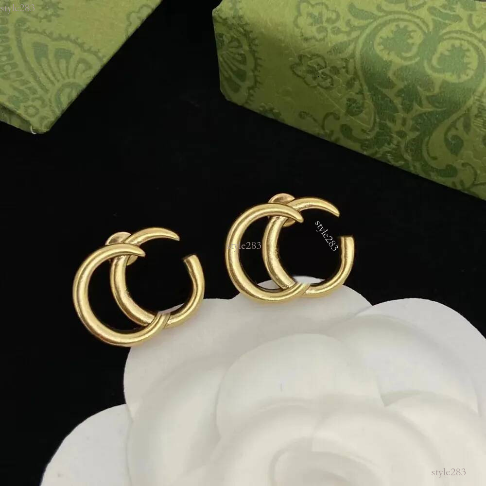 New Double gg Letter Earrings with Vintage Stamps and gucclyness jewelry Gold Earrings Designed for Women's Wedding gugu Birthday Gift Jewels b