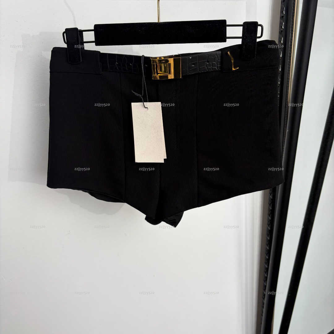 Brand Women High Waist Ultra Short Suit Shorts Gold Metal Buckle Belt Waist women designer clothes Elegant Slim Shorts A490X10N177