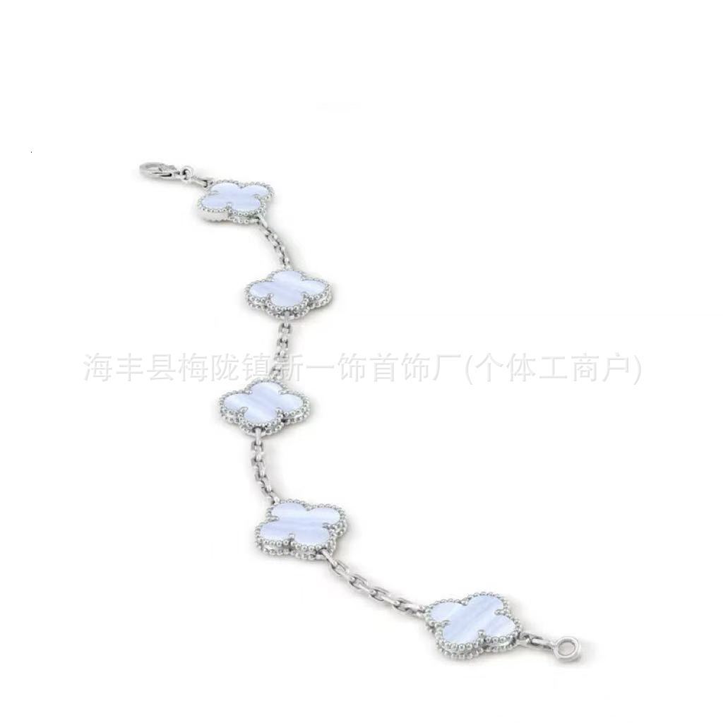 Designer Jewelry vanly High-quality V-gold version thin flower CNC clasp four-leaf clover five-flower bracelet with natural amethyst and 18k gold pl