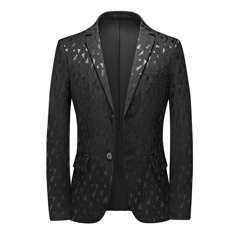 Classic Black Jacquard Suit Male Business Casual Coat Fashion Men Wedding Party Tuxedo Dress Blazers Slim Fit Tops 261015