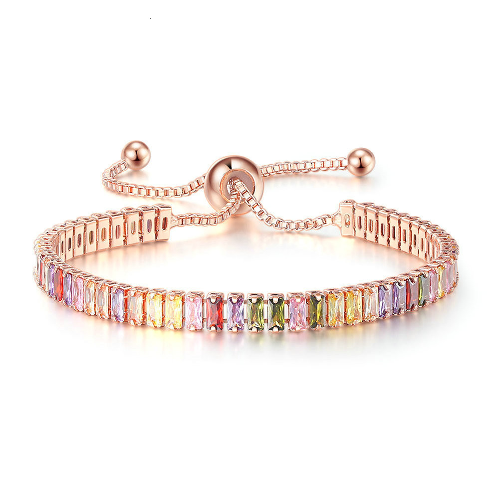 Amazon European American Silver Tennis Bracelet For Women, Crystal And Diamond Factory Price, Zircon Cross-Border Wholesale, Popular Fashion Colorfu