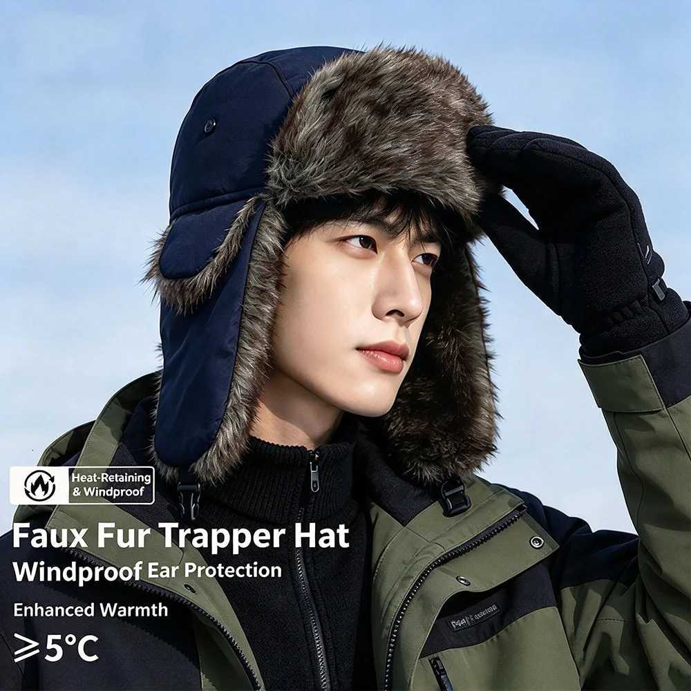 Trapper Hats Unisex Warm Men's Women Trapper Cap Trooper Earflap Winter Flaps Ski Hat New Er Hats Russian Faux Fur HatsT261017