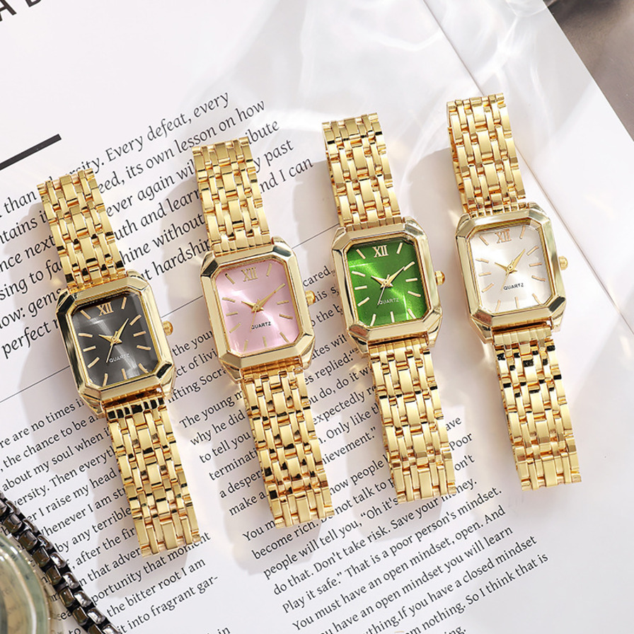 Wrist Watch New Retro Square Women's INS Style Steel Band Niche Quartz Vintage Simple Light Luxury Student multi-function 3 ljh475