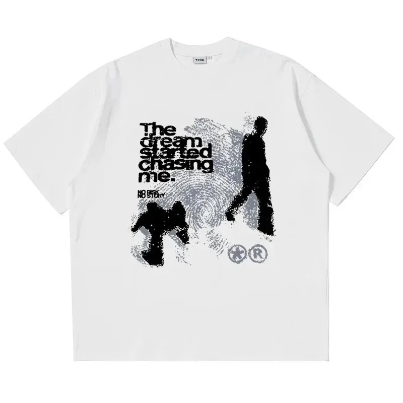Men Tshirt Short Sleeve Shadow Print Y2k Top Tees Harajuku Streetwear Vintage Graphic Korean Aesthetic Clothing 261016