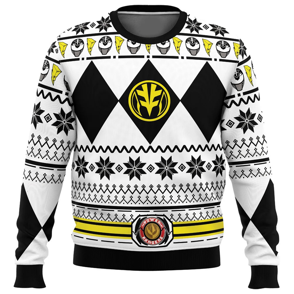 Mens and Womens Autumn_Winter Mighty Morphin Multi Color Ranger Power Ranger Ugly Christmas Sweater Christmas Party Hoodie 261016