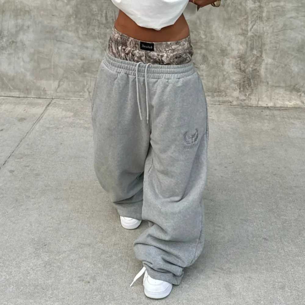 Men's Y2K Retro Sports Pants Double Cuffs Embroidered Camouflage Pattern Unisex Loose Pants Wide Leg Pant Fashion Hip Hop Street S261016VDYS