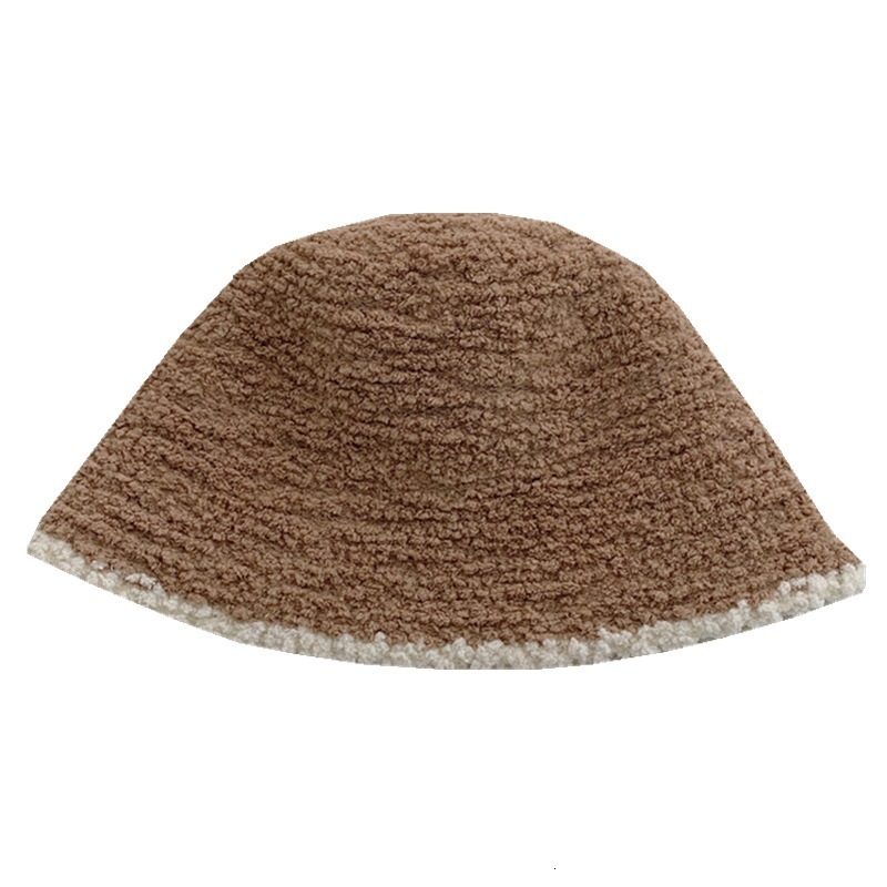 Korean-style casual~simple elegant autumn/winter lamb wool fisherman for women, sweet and versatile, bell-shaped, face-slimming bucket hat