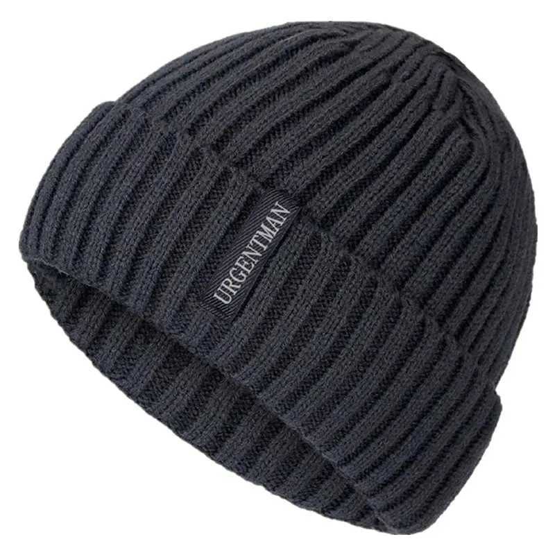 New Unisex URGENTMAN Warm Winter Hats Stylish Plush Fur Lined Beanie Hat Thick Knitted Hats For Men Women Casual Caps S261017UAI3