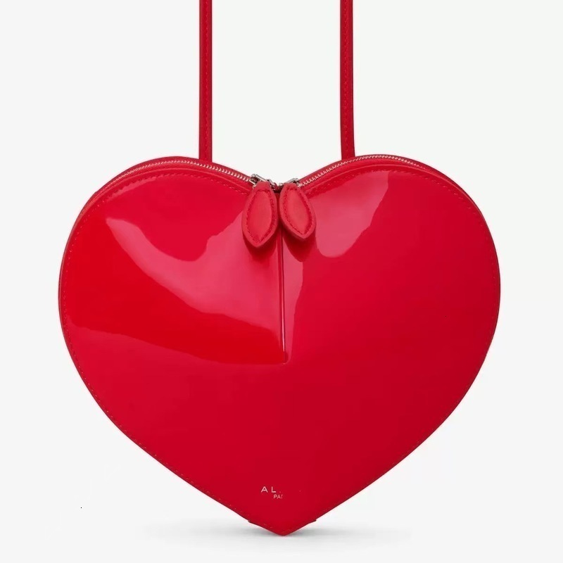 Alia Bag Designer Wallet Women Luxury Sac De Luxe Alaiia Tote Red Le Coeur Heart Bag Shaped Crossbody Shiny Look Shoulder Purse Zip Top Closure Cute