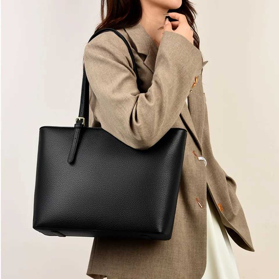 Evening Bags Totes Top Quality Women's Pu Leather Tote Bag Large Capacity Laptop Bag for Work Daily Use A4/MacBook 14 Inch Shoulder Top-handle