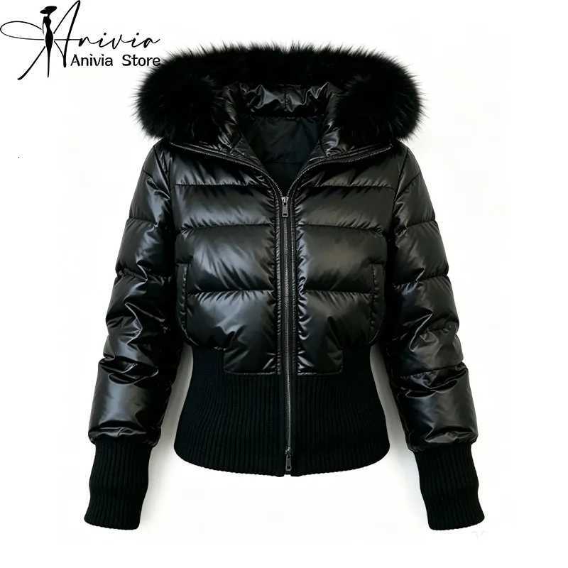 Women's Down Parkas Women's Black White Hooded Long Sleeve Puffer Jacket Y2K Gothic American Streetwear Retro Waist-Cinching Cotton Jacket