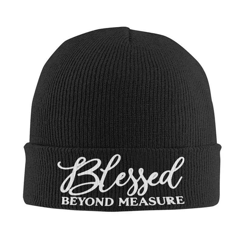 Blessed Beyond Measure Knit Beanie Hat Warm Cuffed Winter Cap Unisex Outdoor Skullies Soft Acrylic Pullover Hats for Men Women S26101795UD