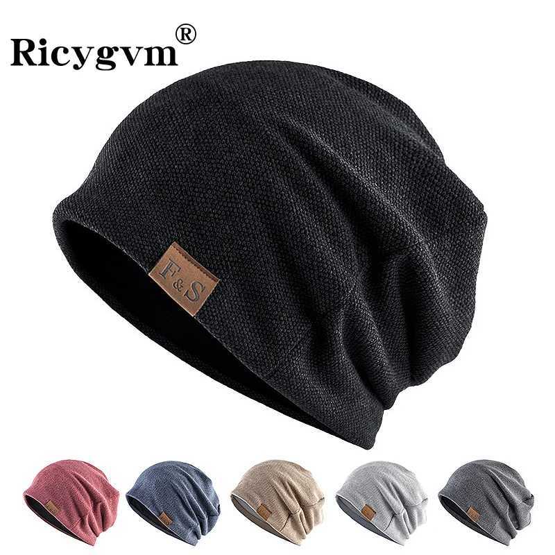 Beanie/Skull Caps RICYGVM Baggy Slouchy Beanie For Men Women Hip Hop Skullies Cap Fashion Solid Color Skullcap Autumn Warm Cotton Beanies gorrasT261