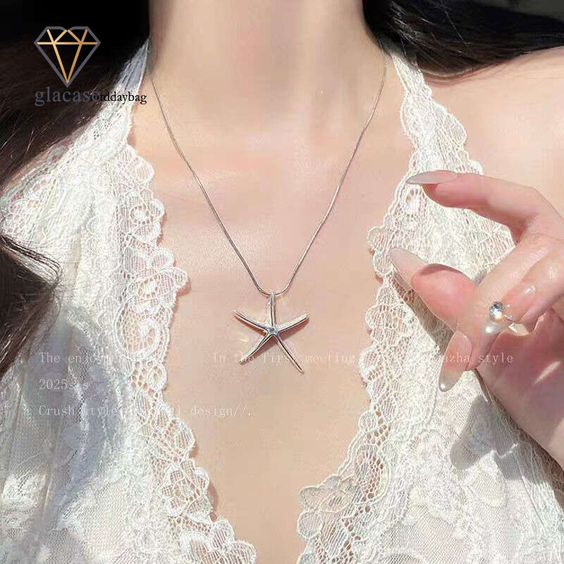 Minimalist Starfish Necklace for Women Korean Ins Niche Design Personality Collarbone Chain Fashion Versatile Vacation Style Accessories