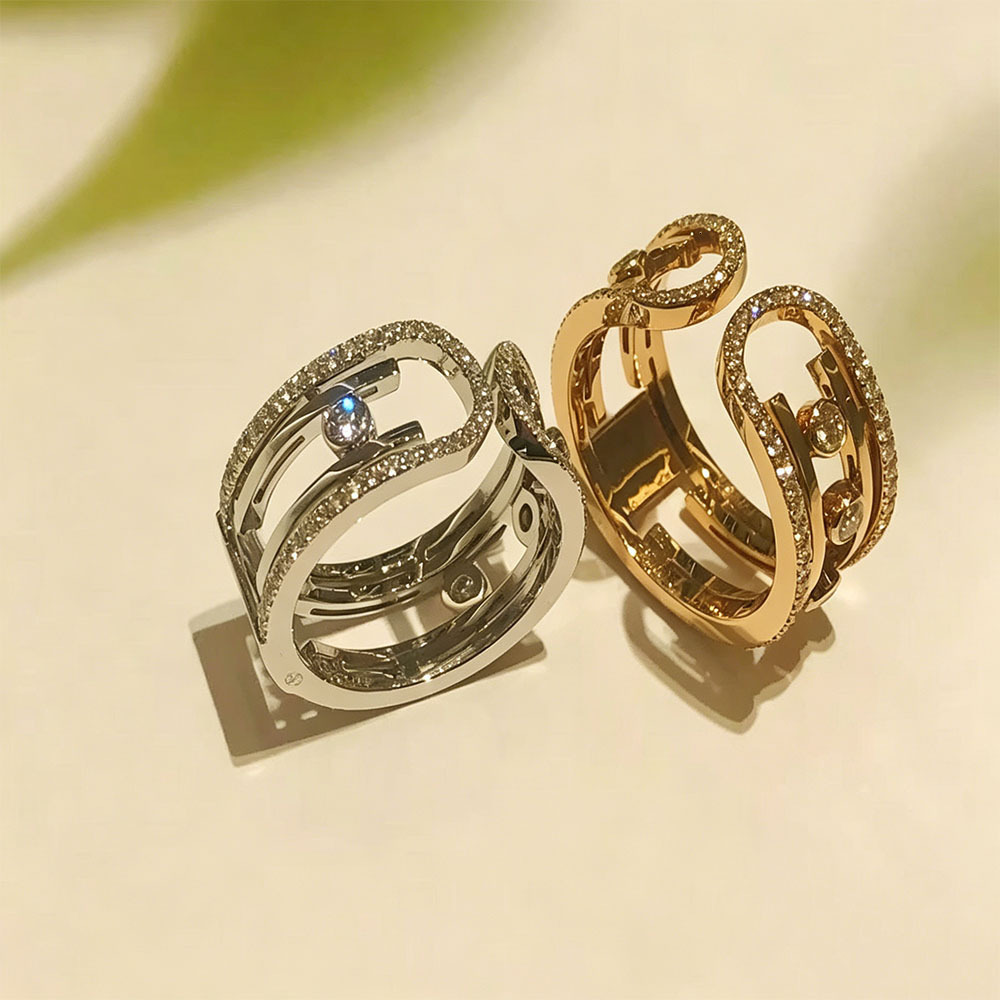 Mesikaa Ring Woman Jewelry Designer Messikaas Ring For Woman Men Band Rings Luxury Adjustable Zircon Open Ring For Women Simple And Versatile Fashio