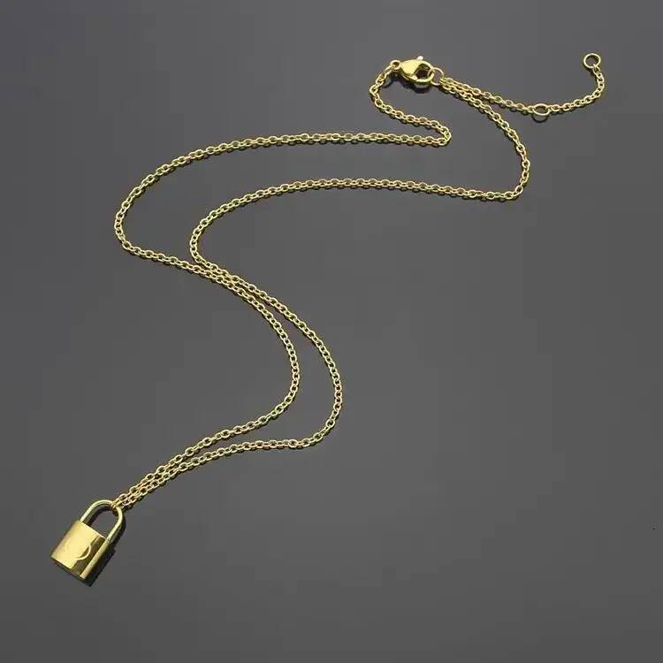 Pendant Necklace 2026 Top Quality Stainless Steel Luxury Lock Pendants drop 3 Colors Fashion Simple V Necklaces Classic Style Women Designer Jewelr