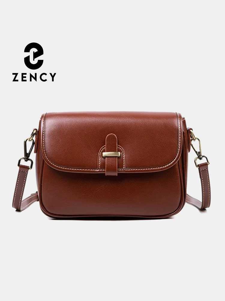 Evening Bags Zency Genuine leather Women Bag 2026 New Vintage High Sense Small Square Bag Commuter Casual Ladies Crossbody Shoulder Bags H261016