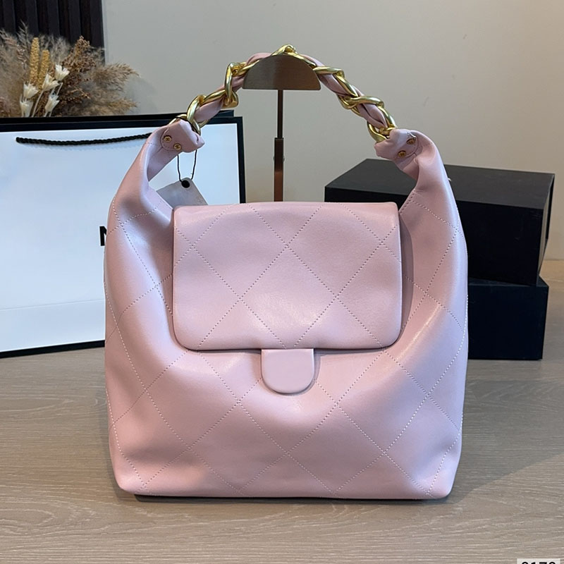 Women Designer Maxi Hobo Shoulder Bag Thick Chain Calfskin Leather Gold Hardware Classic Diamond Lattice Large Capacity Square Flap Tote Underarm Wa