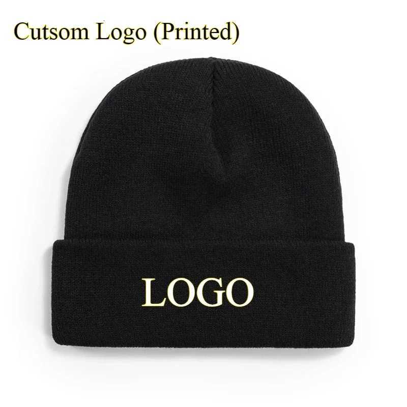 Beanie/Skull Caps Custom Printed Knitted Hats for Women Men Autumn Winter Solid Color Warm Ear Protection Girs Outdoor Beanie Hat Q261017